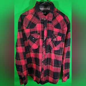 VENZULIA Men's Western Snap Shirt Long Sleeve Regular Fit Plaid Shirts Size XL